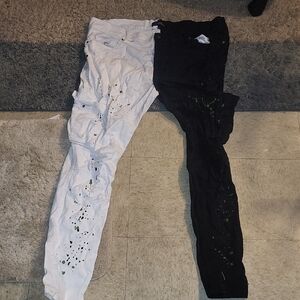 Kids Black and White Splatter Paint Pants